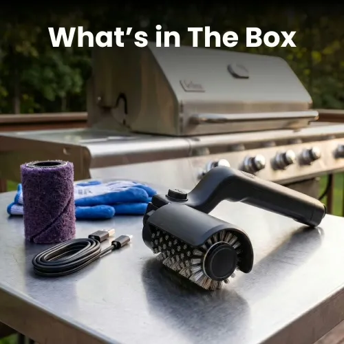 GrillWizz Grill Cleaner — rotating head wraps every grate bar